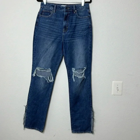 Hidden distressed long Mom jeans size 28 in medium blue wash - Picture 2 of 9